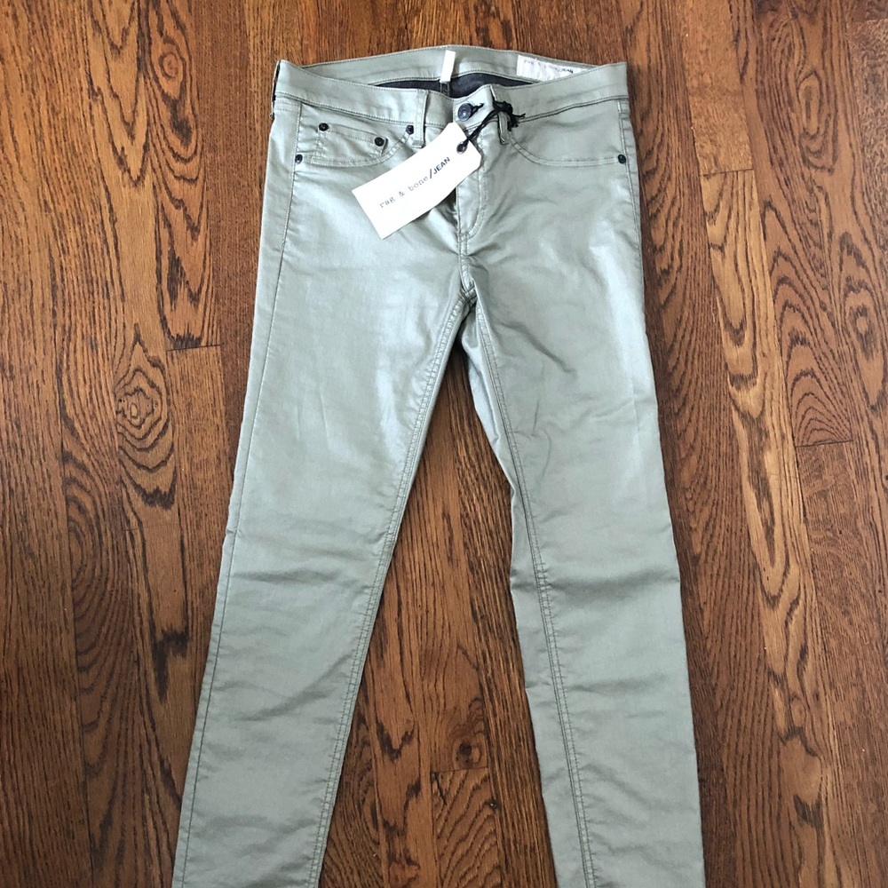 Rag and Bone gold oil cloth skinny jeans - NWT